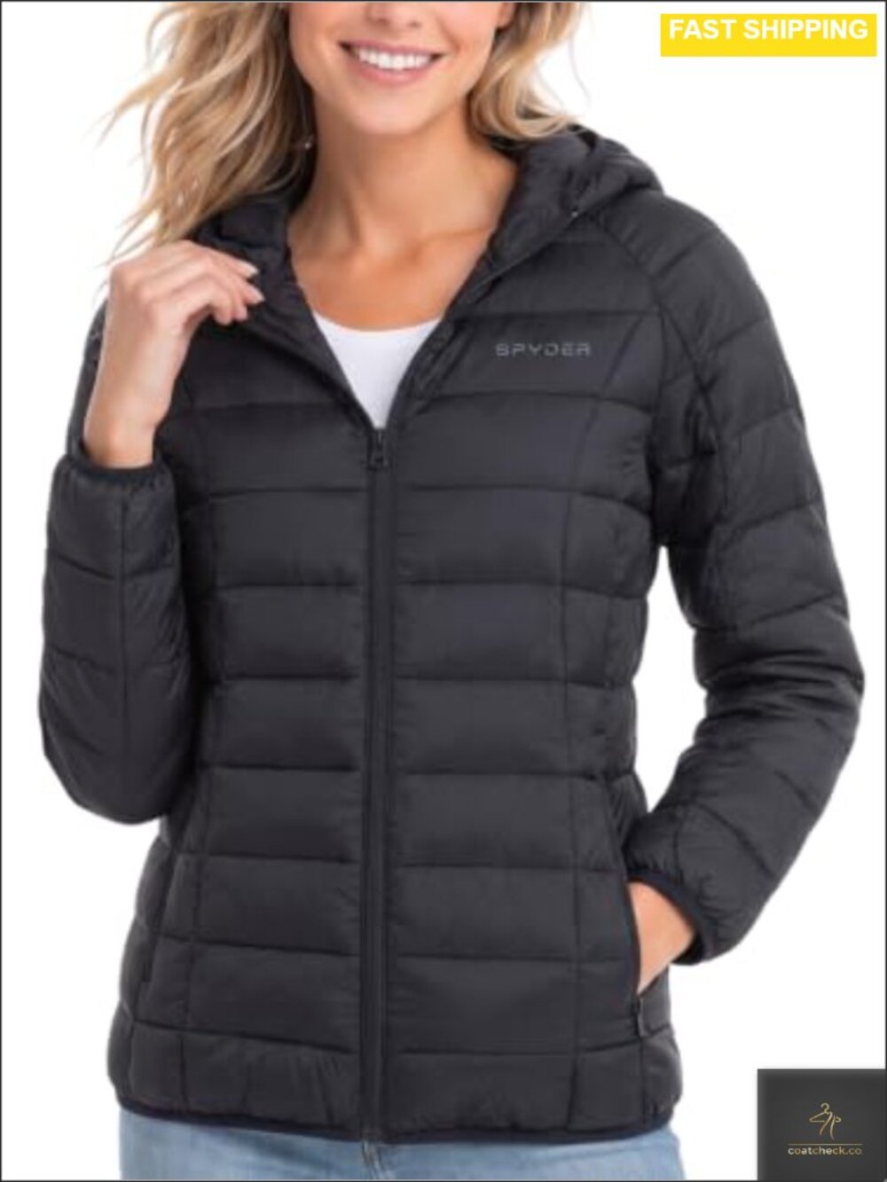 Packable Puffer Jacket Womens Hood Quilted Winter Coat